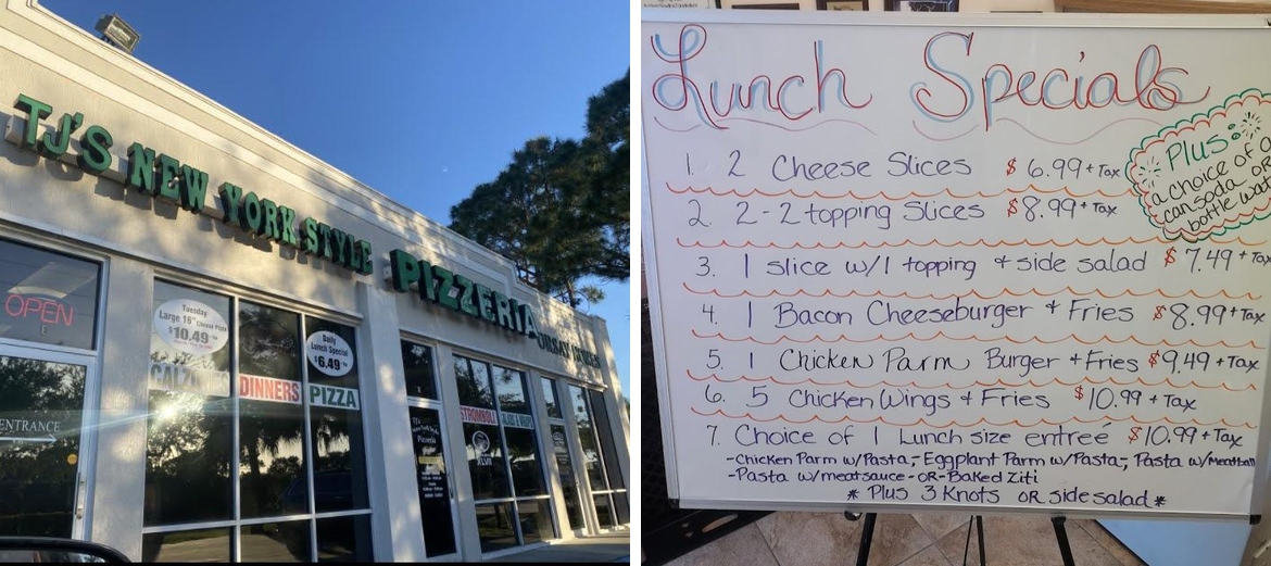 T J's New York Style Pizzeria Menu